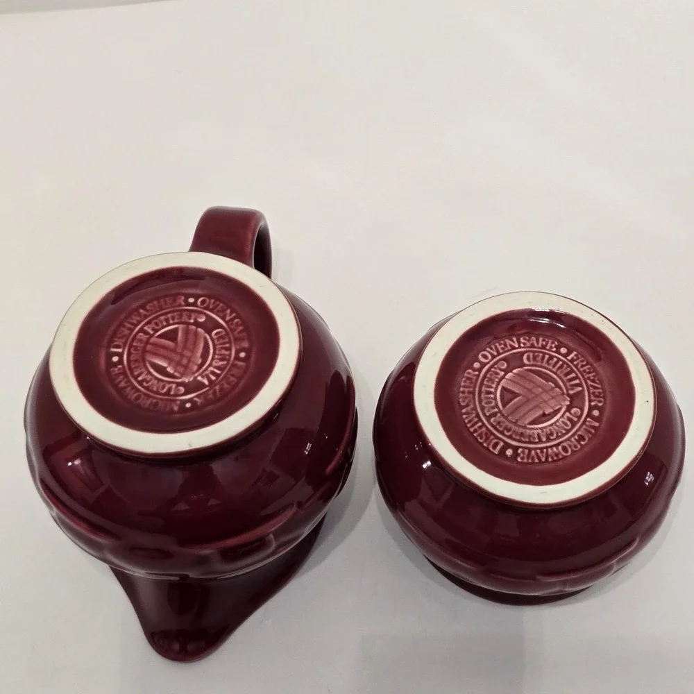 Longaberger Woven Traditions Creamer & Sugar Bowl Set Paprika Pottery